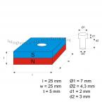 vergrößern - 25 x 25 x 5 mm / 4,3 - 7 mm ( N45 ) 12 stück ,
