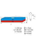 vergrößern - 50 x 25 x 10 mm / 4,3 - 7 mm ( N45 ) 12 stück