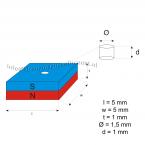 vergrößern - 5 x 5 x 1 mm / 1,5 mm ( N45 ) 500 stück