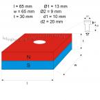 vergrößern - 65 x 65 x 30 mm / 9 - 13 mm ( N45 ) EPOXY Beschichtung